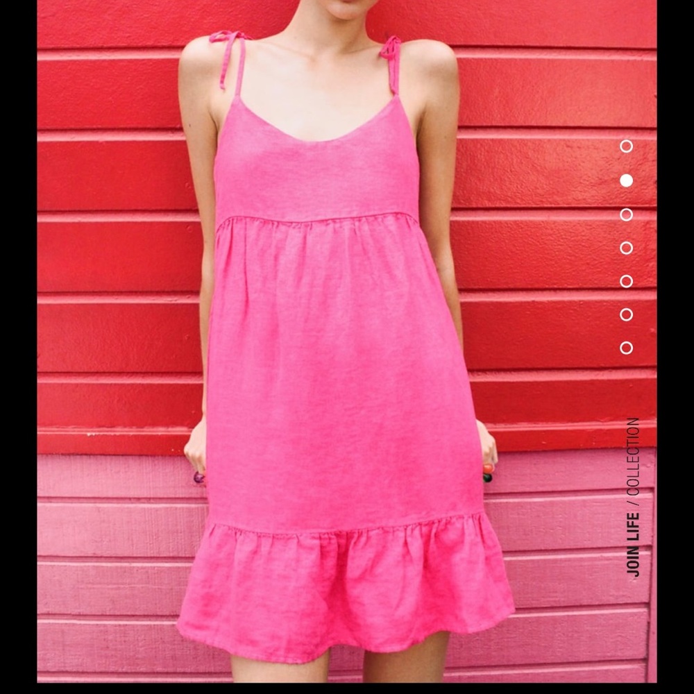 NWT Hot pink linen Zara dress, size XS